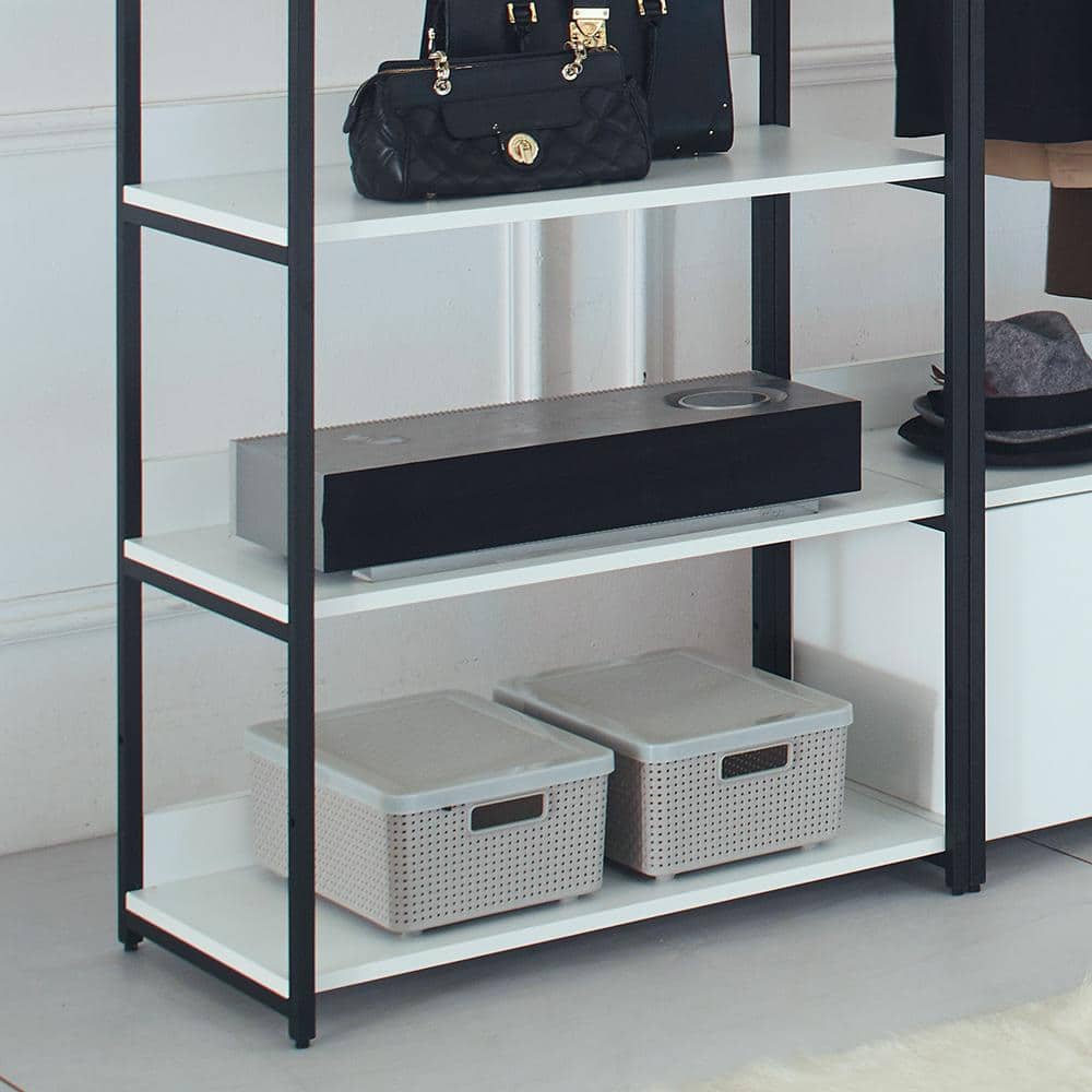 Fiona 96 in. White and Black Freestanding Closet System with Drawers