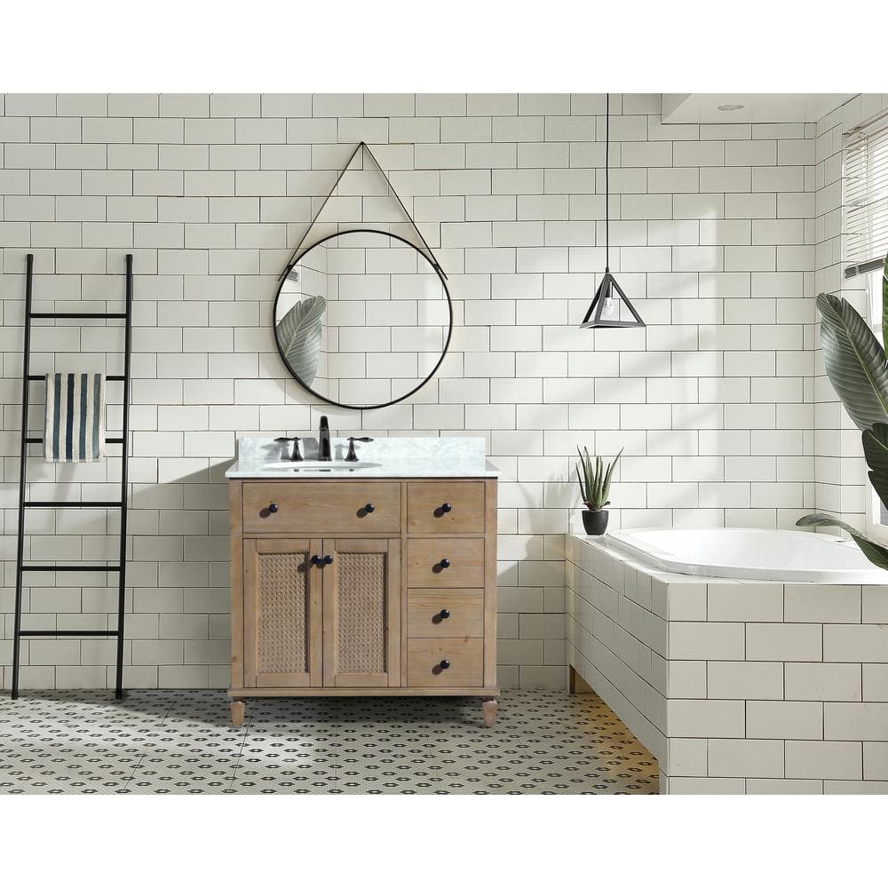 Annie 36" Weathered Fir Bathroom Vanity with Marble Top