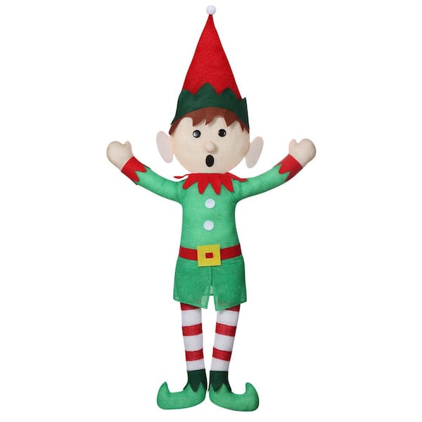 Haute Decor 55 in. Fabric Pre-Lit Inept Elf Hanging Lawn Decor ELB0101 -  The Home Depot