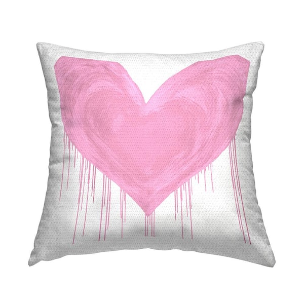 Stupell Industries Contemporary Pink Heart Symbol Pink Square Outdoor Throw Pillow