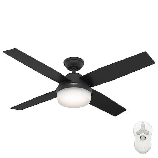 Hunter Dempsey 52 in. Indoor Matte Black Ceiling Fan with Remote and Light Kit Included