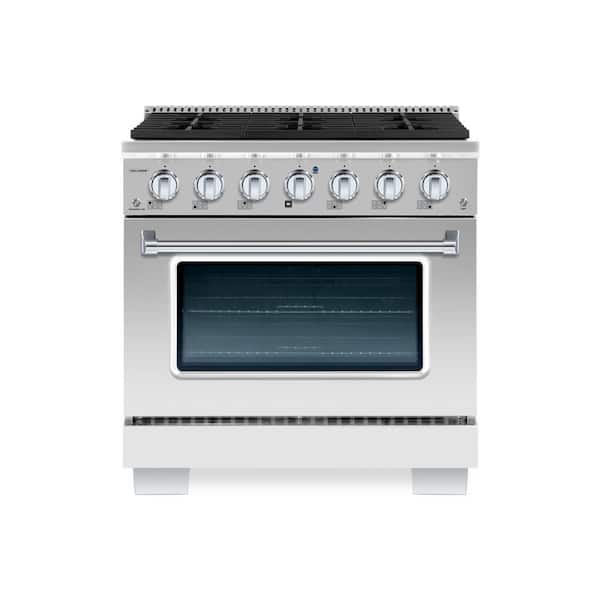 Hallman BOLD 36" 5.2 Cu.Ft 6 Burner Freestanding Single Oven Dual Fuel Range with Gas Stove and Electric Oven in Stainless steel