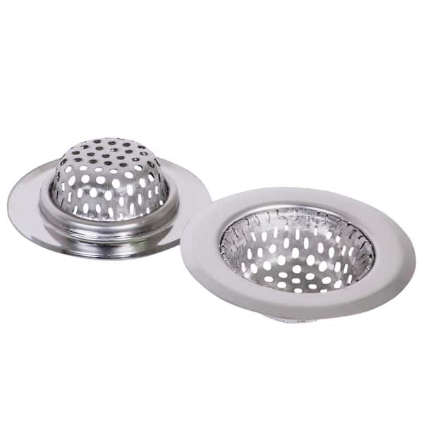 2 Pack - 2.25 Top / 1 Basket- Sink Strainer Bathroom Sink, Utility, Slop,  Laundry, RV and Lavatory Sink Drain Strainer Hair Catcher. Stainless Steel