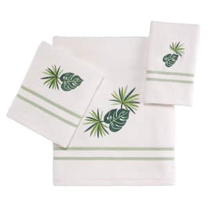 Viva Palm 3 Pc 100% Cotton Towel Set In White