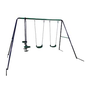 Blue and Green Child Swing with 2-Swings and 1-Glider