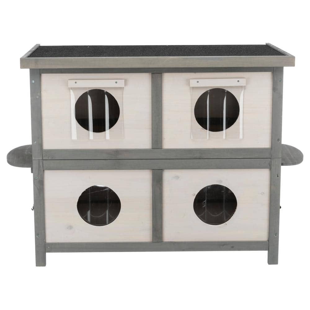Gray and White 2-Story Weatherproof Outdoor Cat House