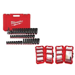 Shockwave 3/8 in. Drive SAE and Metric 6-Point Impact Socket Set and Impact Duty Screw Driver Bit Set (163-Piece)
