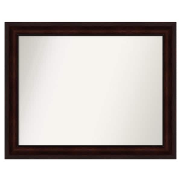 Amanti Art Coffee Bean Brown 35.25 in. x 28.25 in. Custom Non-Beveled Satin Recycled Polystyrene Framed Vanity Wall Mirror