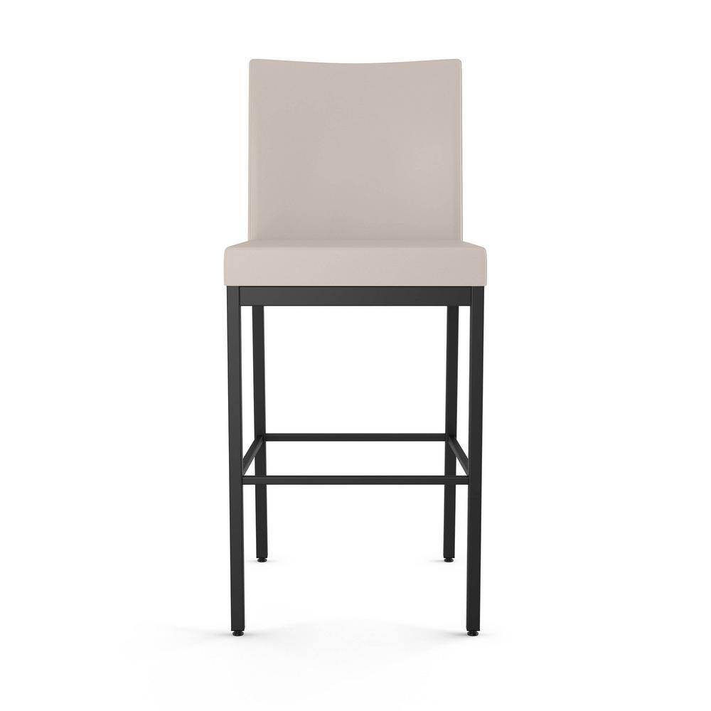 Elegant Cream Faux Leather & Black Metal Counter Stool, 26 In.
