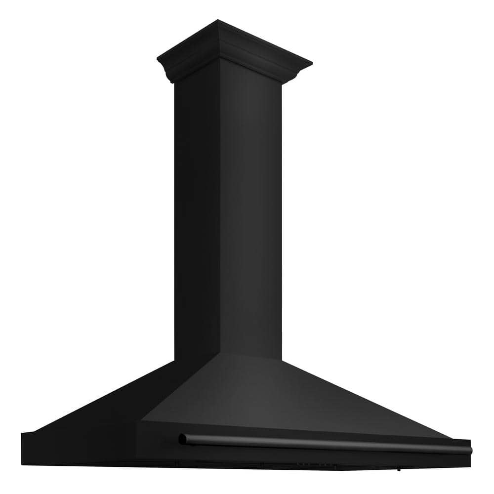 48 in. 400 CFM Convertible Wall Mount Range Hood with LED Light and Handle in Black Stainless Steel