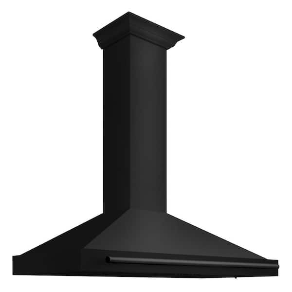 ZLINE Kitchen and Bath 48 in. 400 CFM Convertible Wall Mount Range Hood with LED Light and Handle in Black Stainless Steel