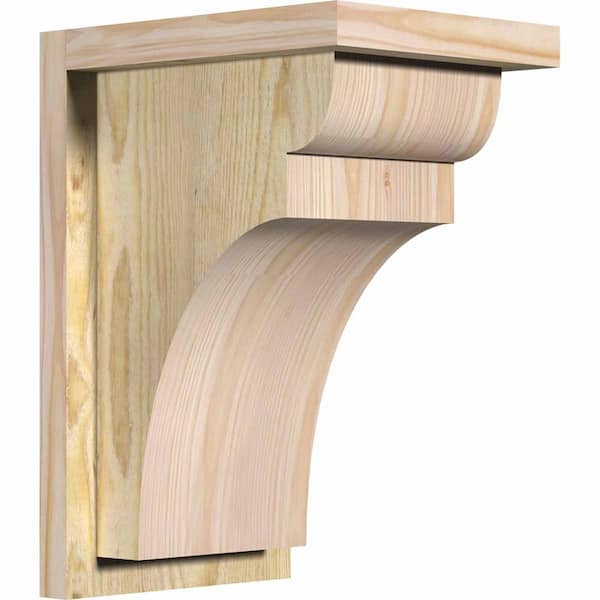 Ekena Millwork 8 in. x 10 in. x 14 in. Douglas Fir Yorktown Rough Sawn Corbel with Backplate