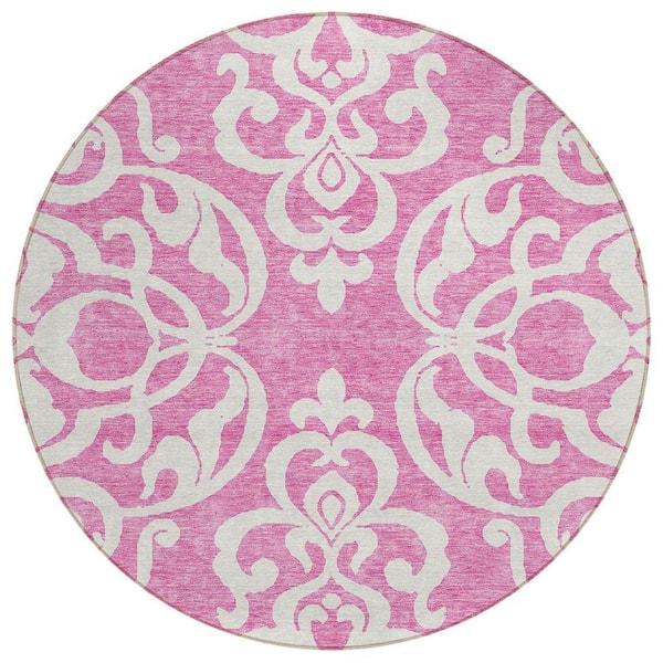Chantille Machine Washable Indoor/Outdoor Abstract ACN973 Blush 8 ft. x 8 ft. Area Rug