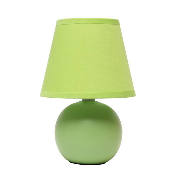 8.66 in. Green Traditional Petite Ceramic Orb Base Bedside Table Desk