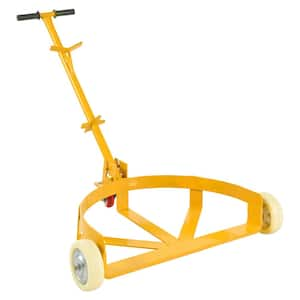 Steel 3-Wheeled 55 gal. Drum Dolly in Yellow with 2 Fixed PU Wheels and 1 Swivel Wheel, 1200 lbs. Capacity