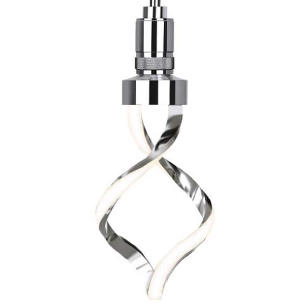 60-Watt Equivalent Dimmable Oversized Spiral E26 LED Light Bulb With Chrome Finish and Frosted Lens Bright White 3000K