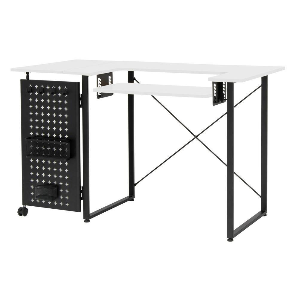 Graphite Black Pivot Sewing Table with Swingout Storage Panel