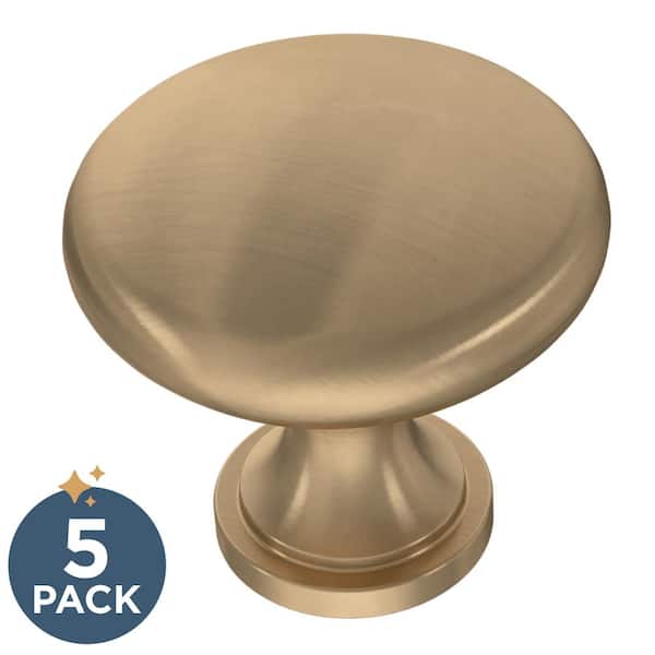 (5-Pack) 1-3/16 in. (30 mm) Classic Round Cabinet Knobs in Champagne Bronze with Antimicrobial Properties