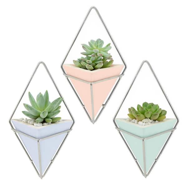 Arcadia Garden Products - Diamond 4 in. x 8 in. Sky Matte Ceramic Wall Planter