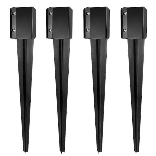 4 in. x 4 in. x 36 in. Metal Fencing End T-Posts Anchor for Patio Yard, Black (4-Pack)