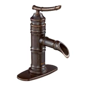 Bamboo Single Hole Single-Handle Low-Arc Bathroom Faucet in Bronze