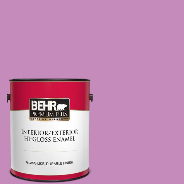 BEHR PREMIUM PLUS 1 gal. #P110-4 Rock Star Pink Hi-Gloss Enamel Interior/Exterior Paint
