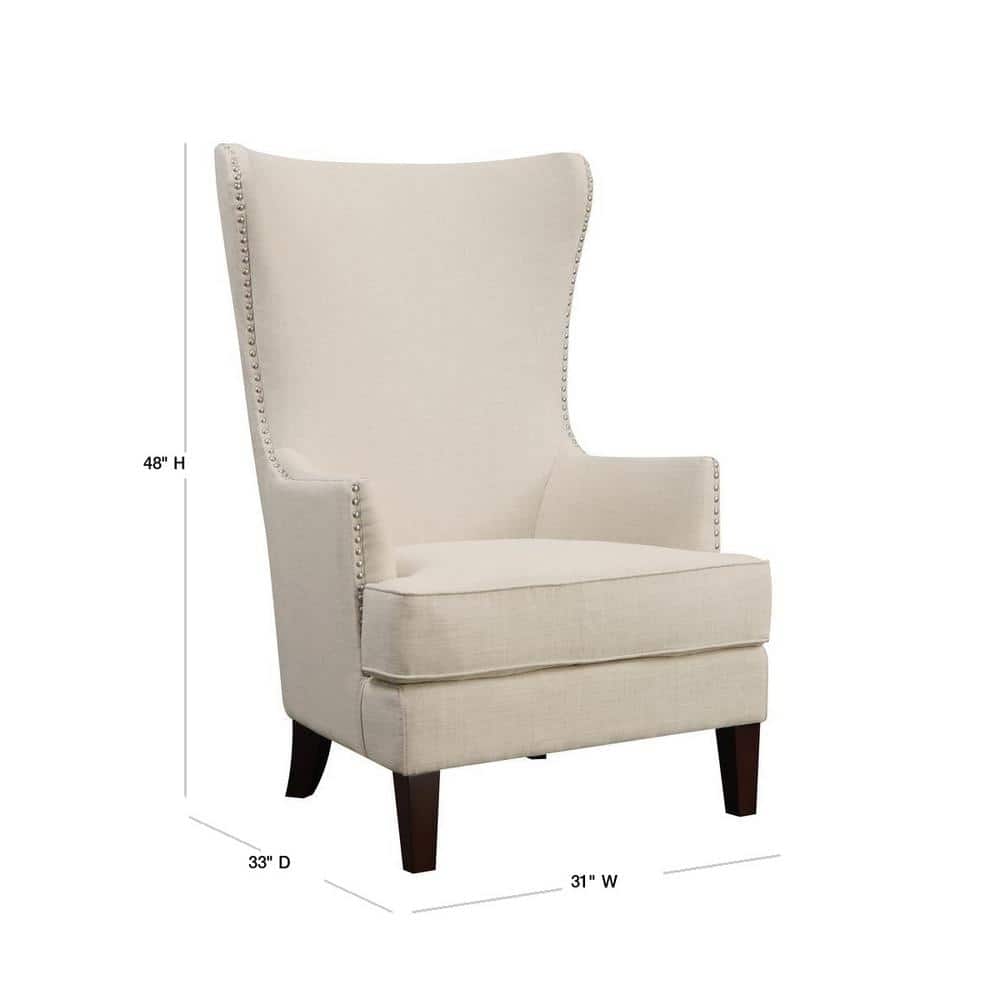 Heirloom Natural Beige Wood Wingback Accent Chair