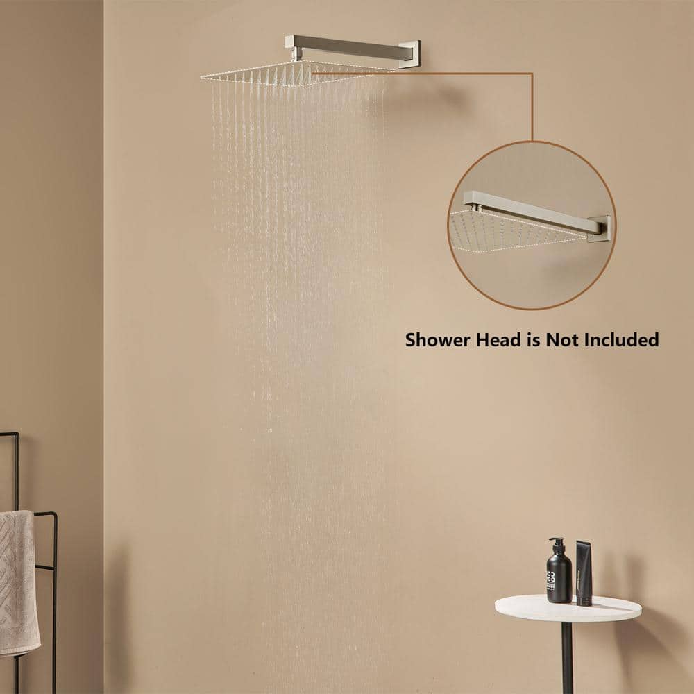 16" Brushed Nickel Square Wall-Mount Shower Arm