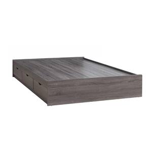 Gray Wood Frame Twin Platform Bed with 3-Drawers