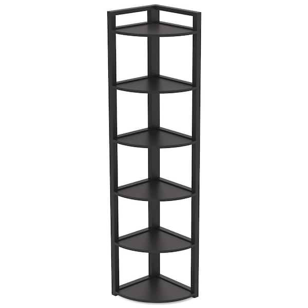 GLAUBIO 6-Tier Corner Bookshelf - Tall Narrow Metal Shelf For Small Spaces