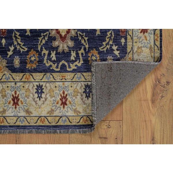 Lena Navy and Ivory 3 ft. x 5 ft. Transitional Woven Oriental Polyester Rectangle Indoor Accent Area Rug