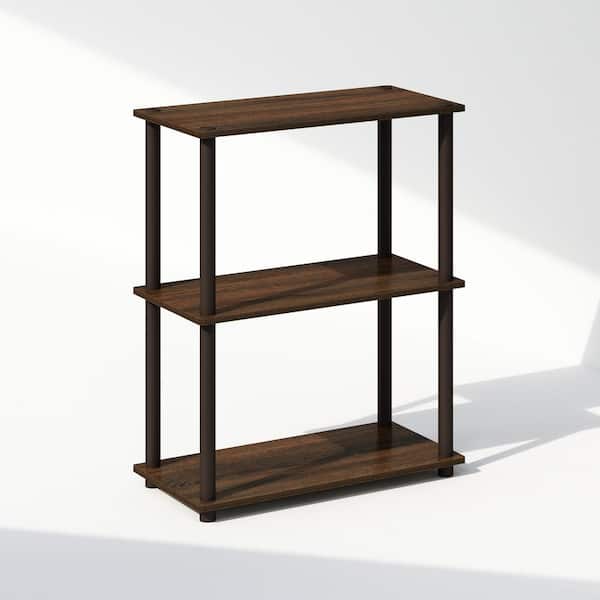 Furinno Turn-N-Tube 29.6 in. Tall Walnut/Brown Wood 3-Shelf Bookcase