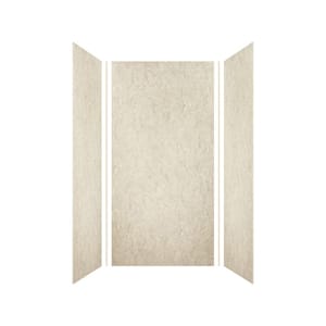 Expressions 36 in. x 36 in. x 72 in. 3-Piece Easy Up Adhesive Alcove Shower Wall Surround in Sea Fog