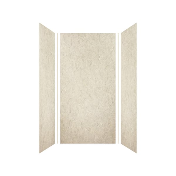 Expressions 36 in. x 36 in. x 72 in. 3-Piece Easy Up Adhesive Alcove Shower Wall Surround in Sea Fog