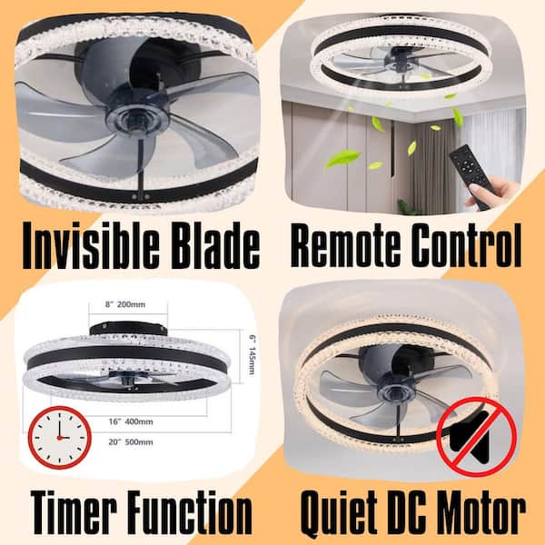 21 in. Integrated LED Indoor Black Low Profile Ceiling Fan with Lights, Flush Mount Smart App Remote Control Ceiling Fan
