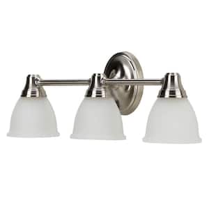 Forte Transitional 3-Light Vibrant Brushed Nickel Wall Sconce