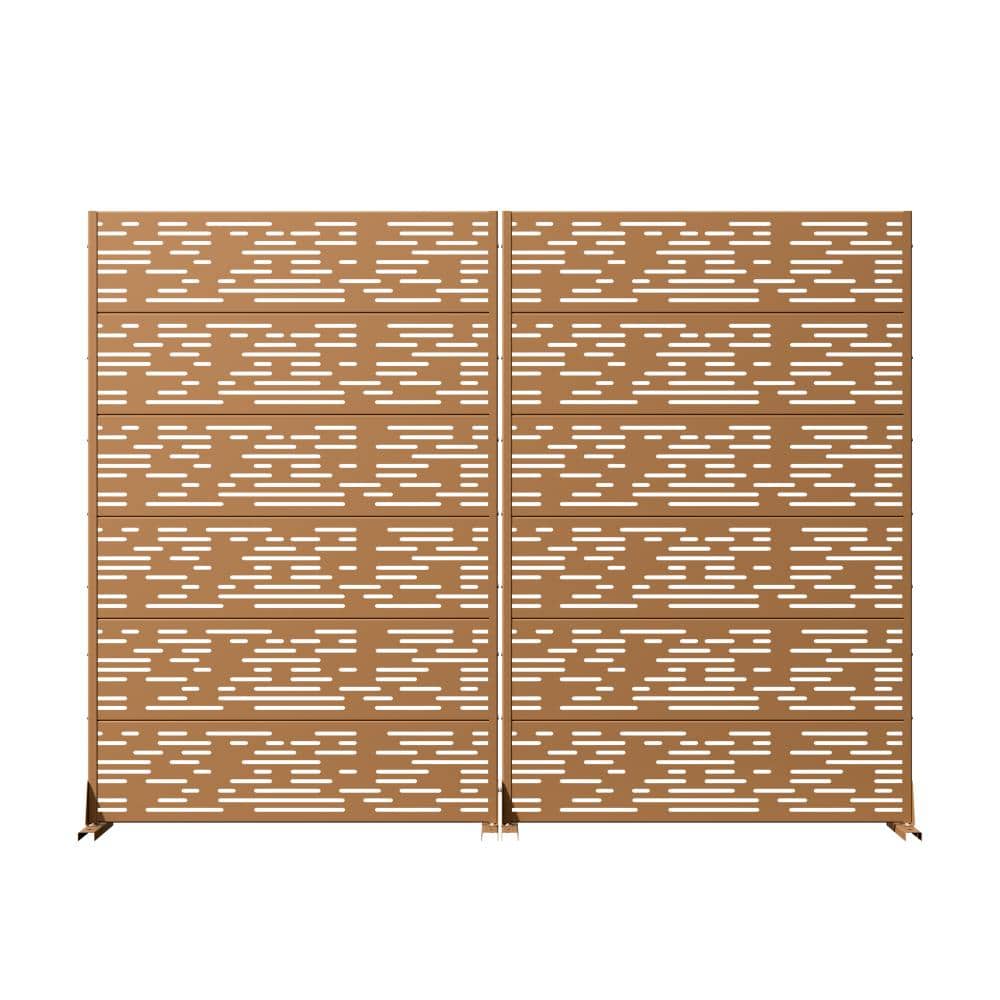 72 in. x 47 in. Brown Outdoor Metal Privacy Screen with Stand Garden Screen Decorative Art Panel Set price history on PriceWatchPro