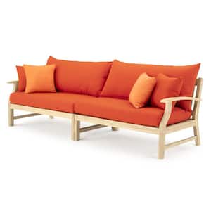 Kooper 6-Piece Wood Outdoor Sectional Set with Sunbrella Tikka Orange Cushions