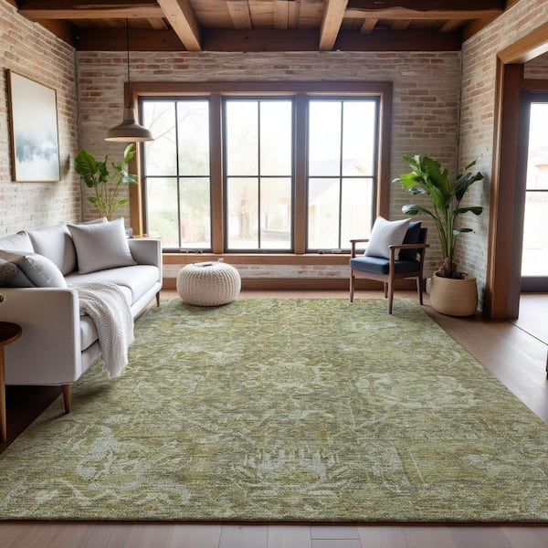 Mayfield Premium Machine Washable Abstract AMF1101 Sage 5 ft. x 7 ft. 6 in. Area Rug