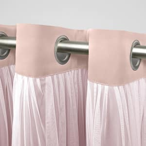 Catarina Patio Rose Blush Solid Lined Room Darkening Grommet Top Curtain, 100 in. W x 84 in. L