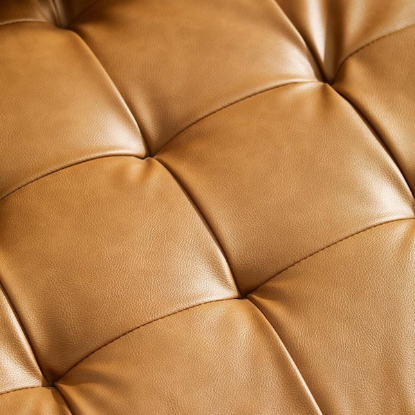 Valour upholstered faux leather shop sofa in tan