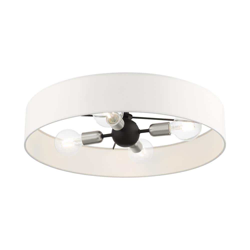 Elegant Black and Brushed Nickel 4-Light Drum Semi-Flush Mount