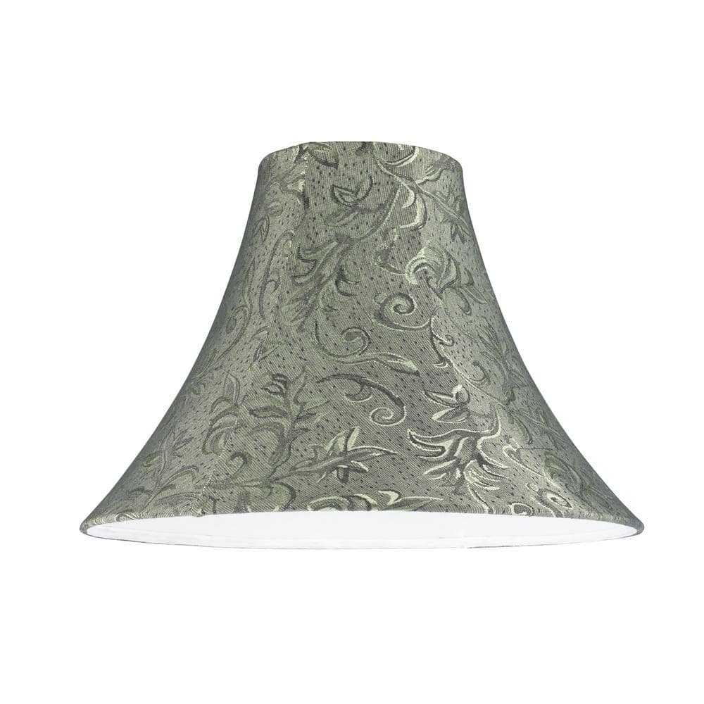 Green Jacquard Fabric Bell Lamp Shade with Leaf Design