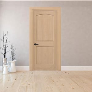 30 in. x 80 in. 6-Panel Right-Hand Unfinished Red Oak Wood Single Prehung Interior Door with Bronze Hinges