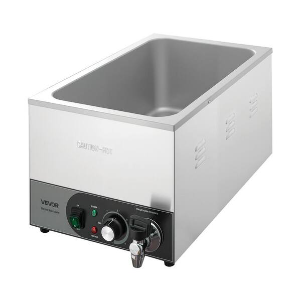 Commercial Food Warmer, 1200W Electric Stainless Steel Steam Food Warmer, Fast Heating Countertop Buffet Bain Marie