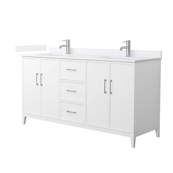 Wyndham Collection Elan 66 in. W x 22 in. D x 35 in. H Double Bath Vanity in White with White Quartz Top
