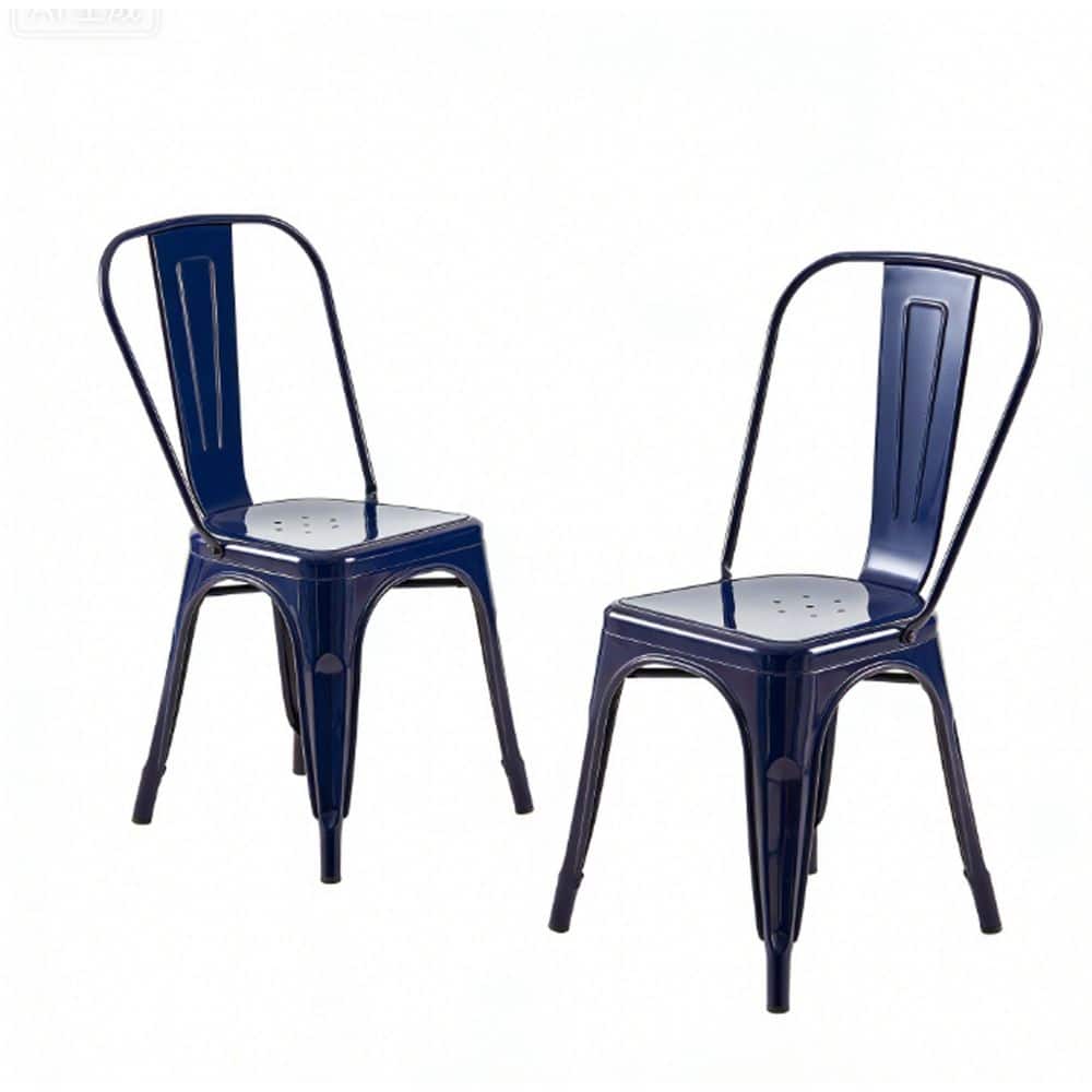 Dark Blue Metal Outdoor Dining Chair in Blue Set of 2 price history on PriceWatchPro