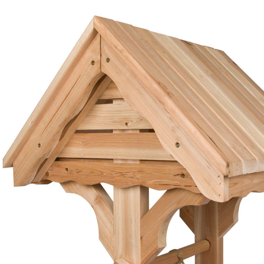Natural Cedar Wood Outdoor Wishing Well Planter with Hanging Bucket