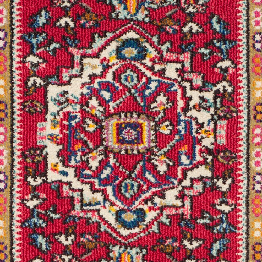 Boho-Chic Red & Turquoise Floral Synthetic Runner Rug - 2'2" x 6'