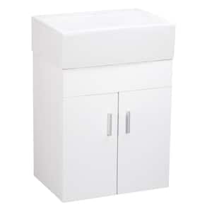 17 in. Vanity Cabinet with Wall-Mounted Rectangle Bathroom Sink in White
